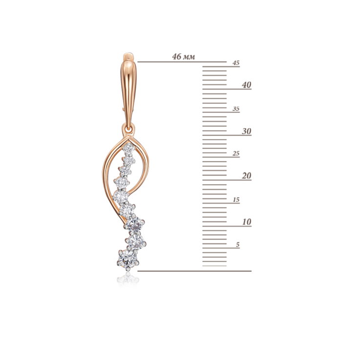 Золотые серьги-подвески с фианитами. Артикул 22883/01/1/4315