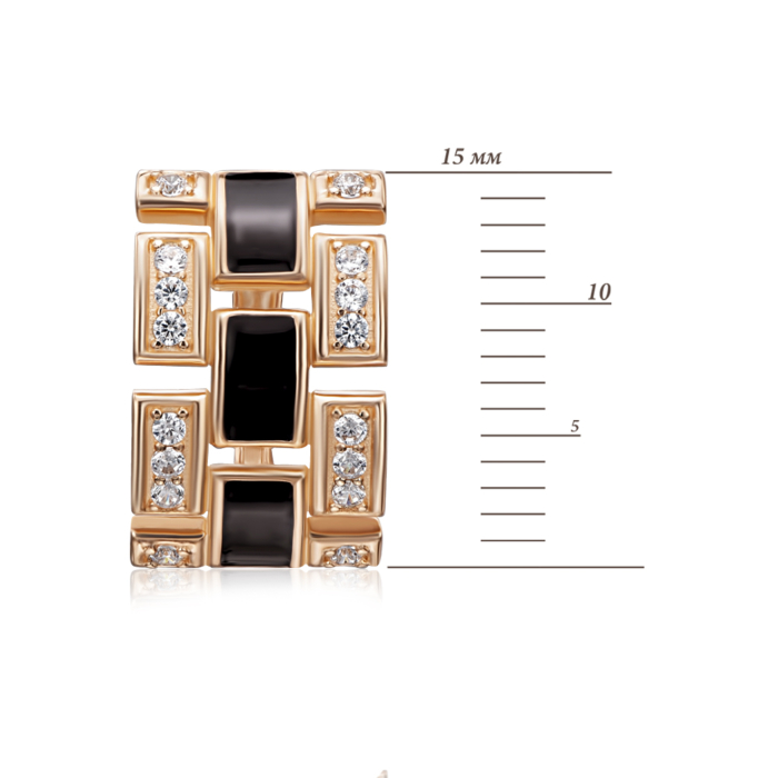 Золоті сережки з емаллю та фіанітами. Артикул 22899/01/0/712