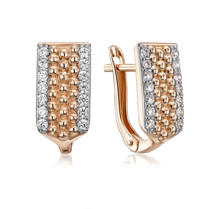 Золоті сережки з фіанітами. Артикул 22907/01/1/3