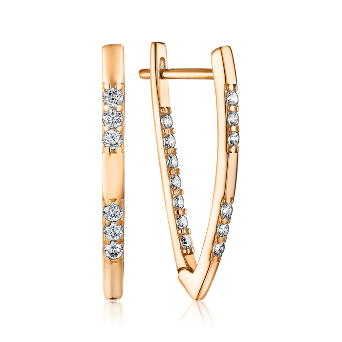 Золотые серьги с фианитами. Артикул 22923/01/0/17