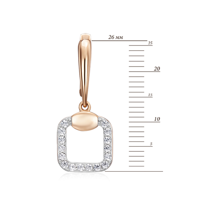 Золотые серьги-подвески с фианитами. Артикул 22924/01/1/3