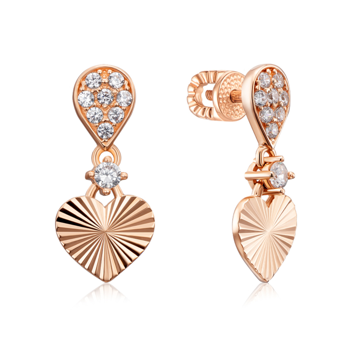 Золоті пусети з фіанітами. Артикул 22936/01/2/752