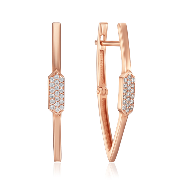 Золотые серьги с фианитами. Артикул 22937/01/0/1