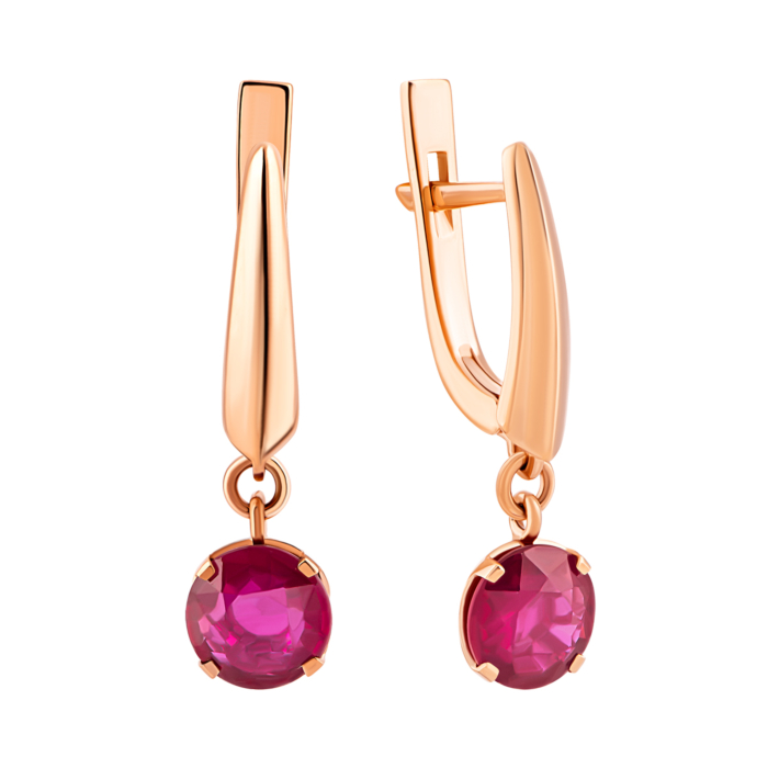 Золотые серьги-подвески с рубином. Артикул UG522945RUBY