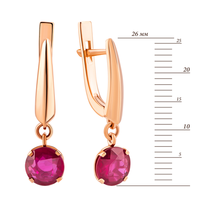 Золотые серьги-подвески с рубином. Артикул UG522945RUBY