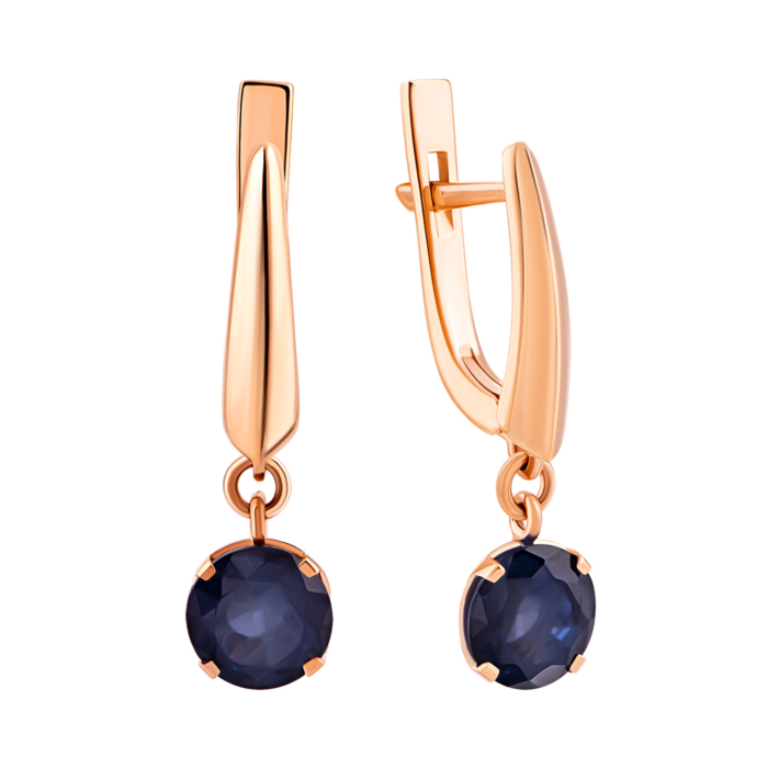 Золоті сережки-підвіски з сапфіром. Артикул UG522945SAPH