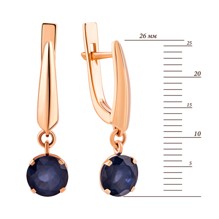 Золоті сережки-підвіски з сапфіром. Артикул UG522945SAPH