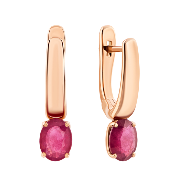 Золоті сережки з рубіном. Артикул UG522951RUBY