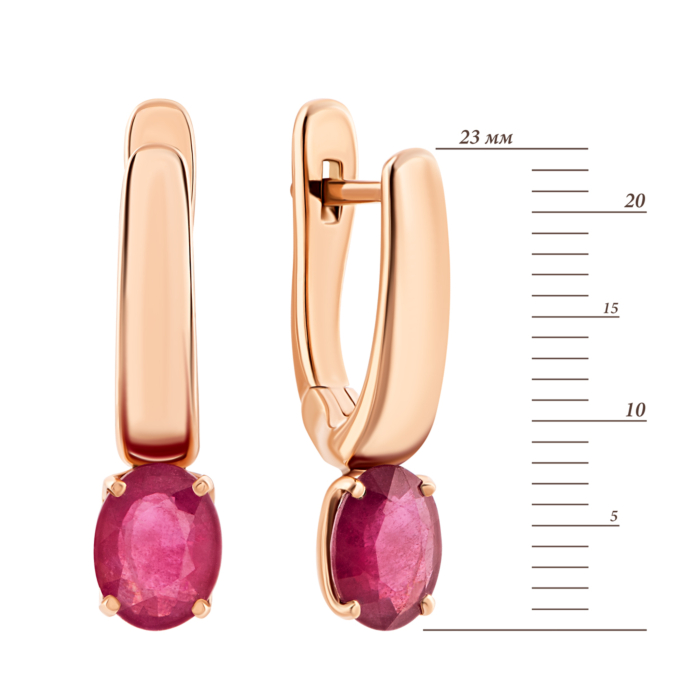 Золоті сережки з рубіном. Артикул UG522951RUBY
