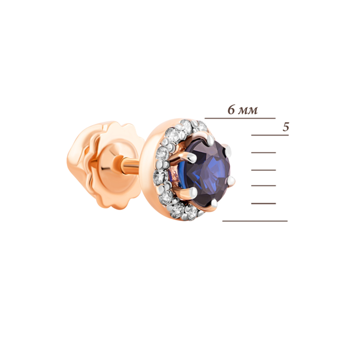 Золоті пусети з діамантами і сапфірами. Артикул UG522953SAPH