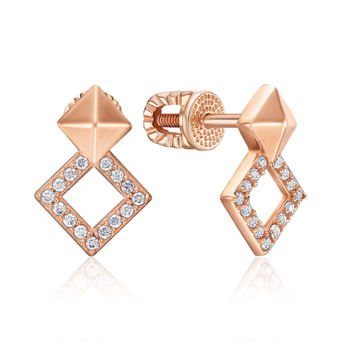 Золоті сережки з фіанітами. Артикул 22966/01/0/42