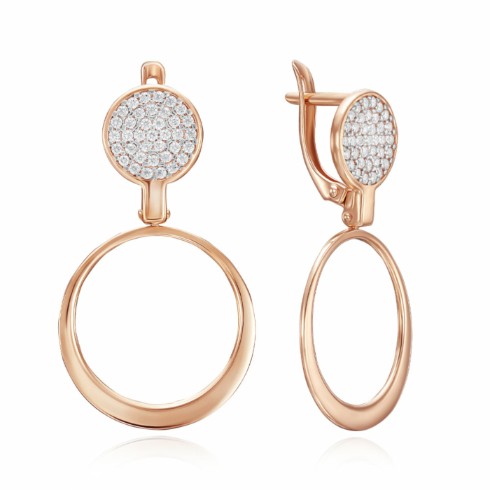 Золоті сережки з фіанітами. Артикул 22972/01/1/1