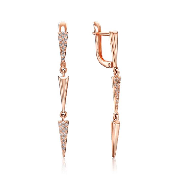 Золотые серьги с фианитами. Артикул 22976/01/0/1