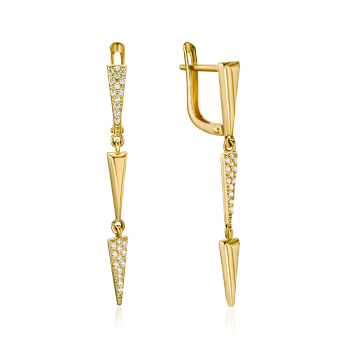 Золотые серьги с фианитами 22976/03/0/1