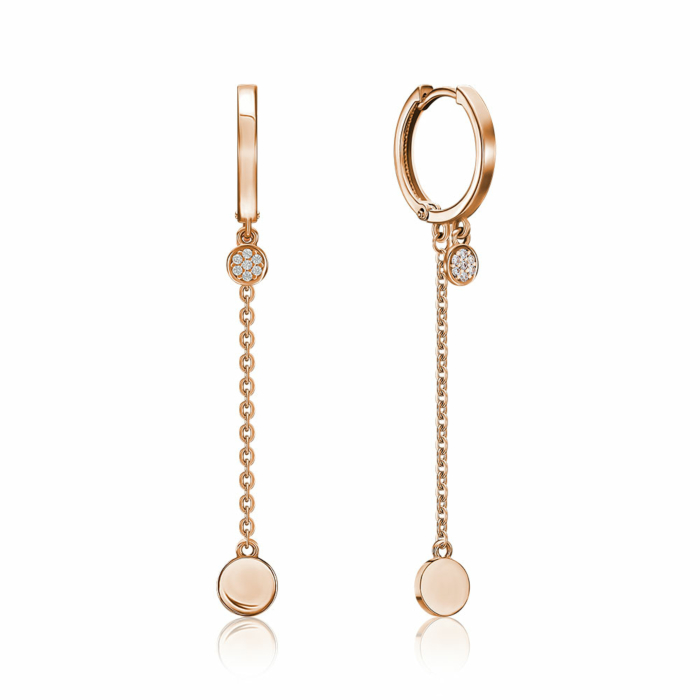 Золотые серьги с фианитами. Артикул 22984/01/0/1