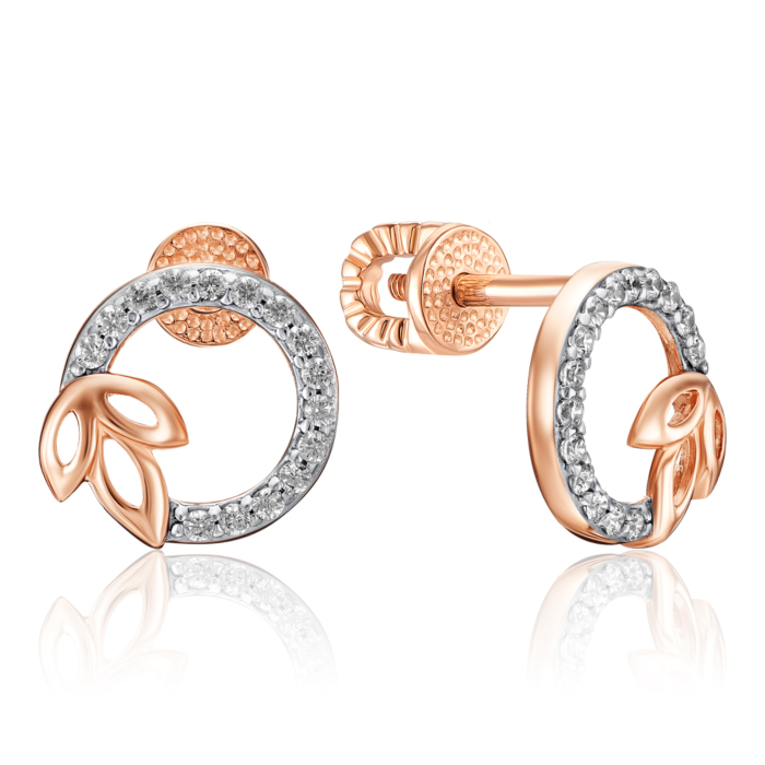 Золоті сережки з фіанітами. Артикул 22988/01/1/1