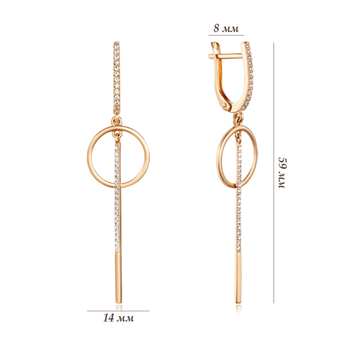 Золотые серьги с фианитами. Артикул 22994/01/0/1