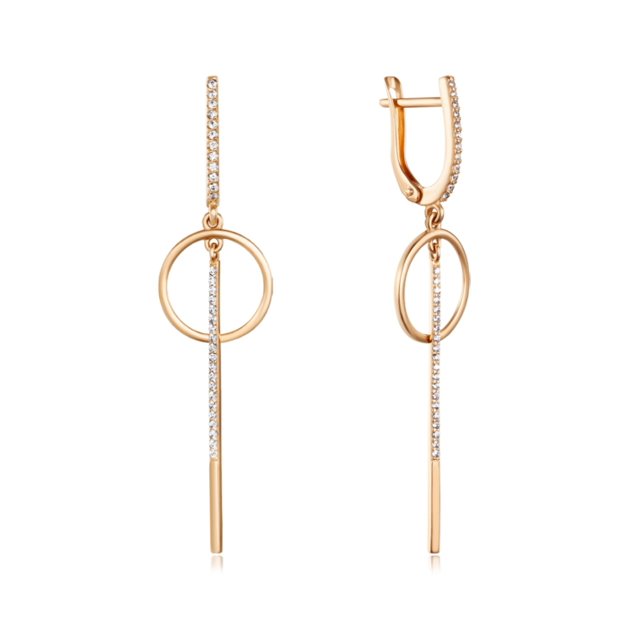 Золотые серьги с фианитами. Артикул 22994/01/0/1