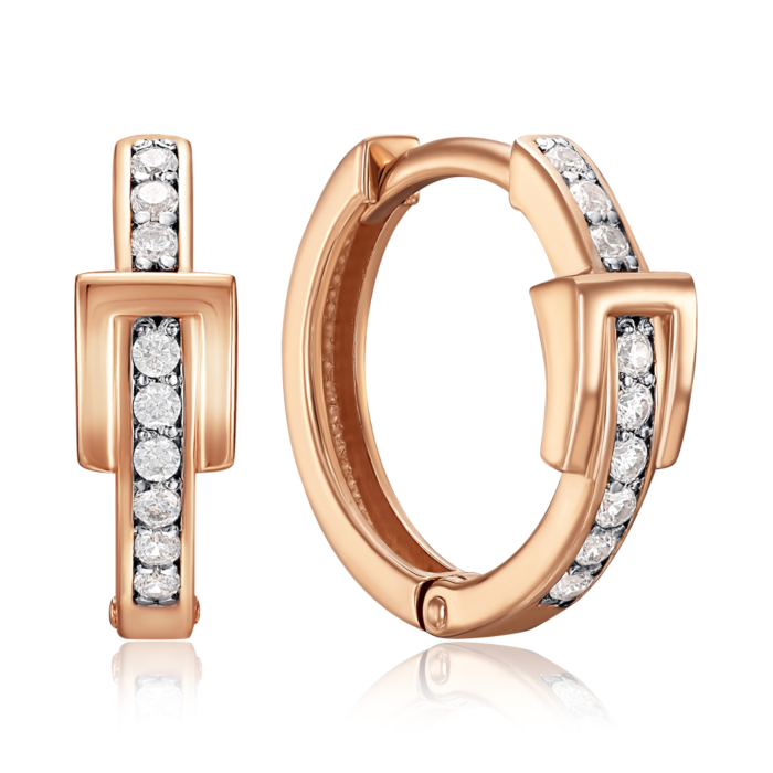 Золотые серьги-конго с фианитами. Артикул 22999/01/1/13