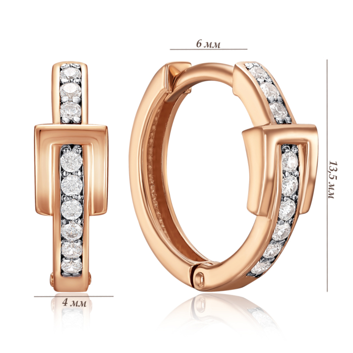 Золотые серьги-конго с фианитами. Артикул 22999/01/1/13