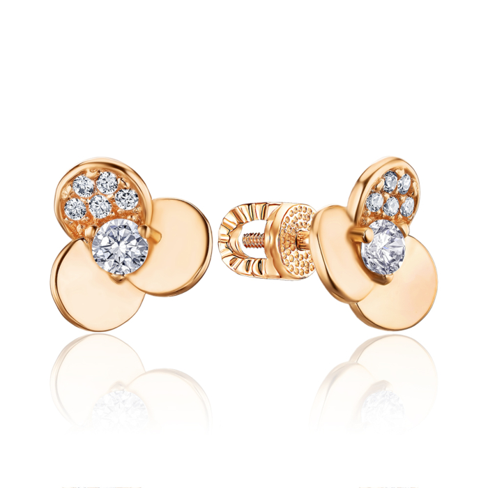 Золотые серьги с фианитами 23003/01/0/176