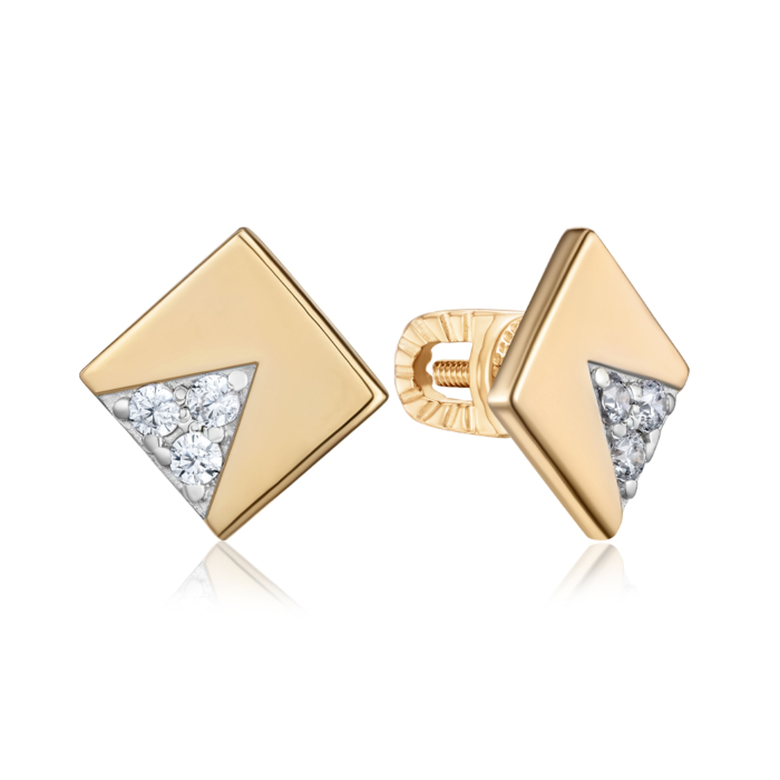 Золоті сережки з фіанітами. Артикул 23012/01/1/46