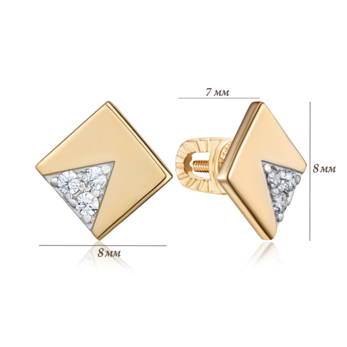 Золоті сережки з фіанітами. Артикул 23012/01/1/46