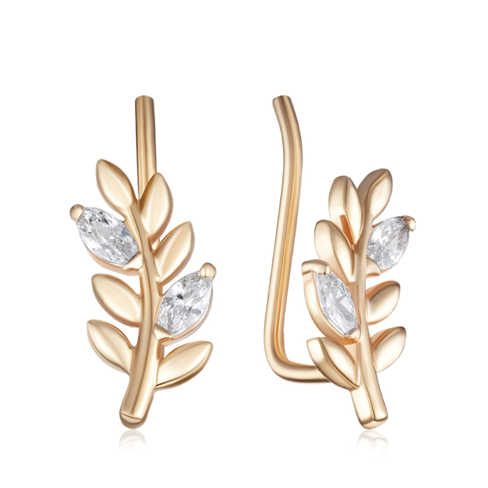 Золоті сережки-кафи з фіанітами. Артикул 23040/01/0/1236