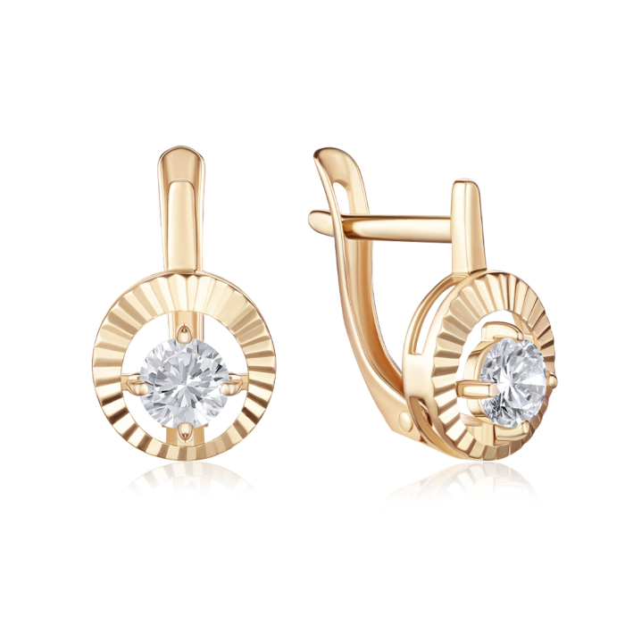 Золотые серьги с фианитом. Артикул 23022/01/2/29