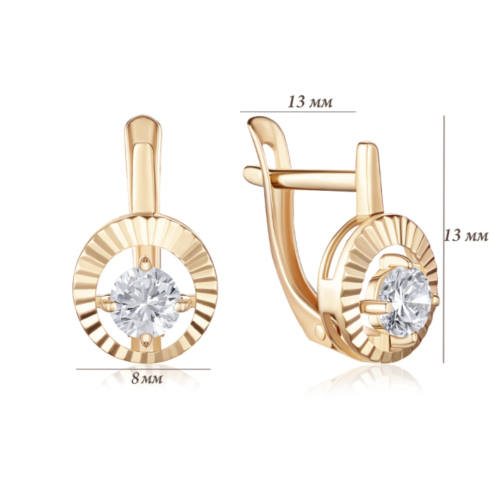 Золотые серьги с фианитом. Артикул 23022/01/2/29