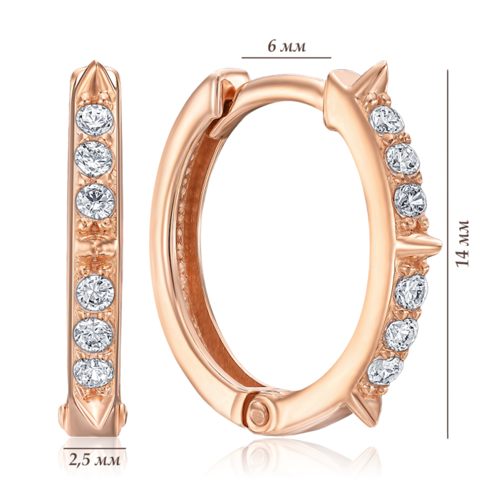 Золоті сережки з фіанітами. Артикул 23038/01/0/3