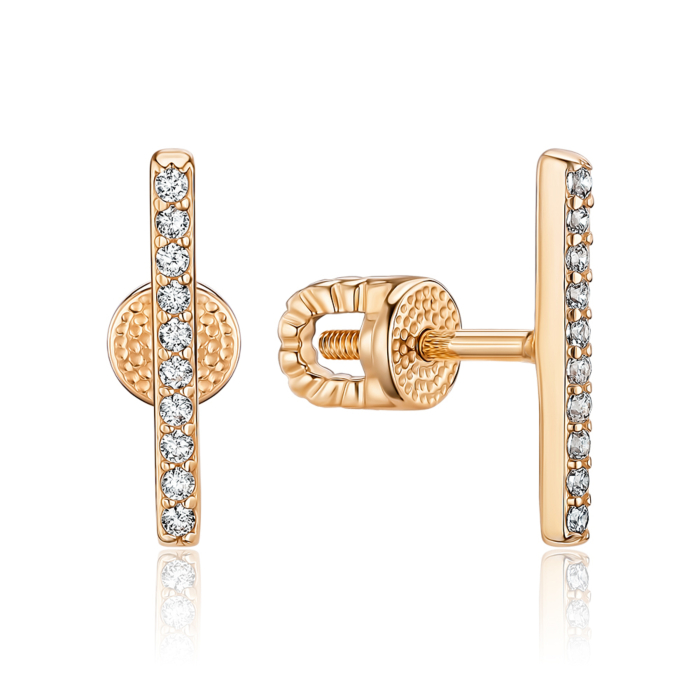 Золоті сережки з фіанітами. Артикул 23044/01/0/1