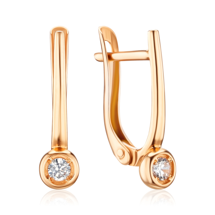Золоті сережки з фіанітом 23057/01/0/52