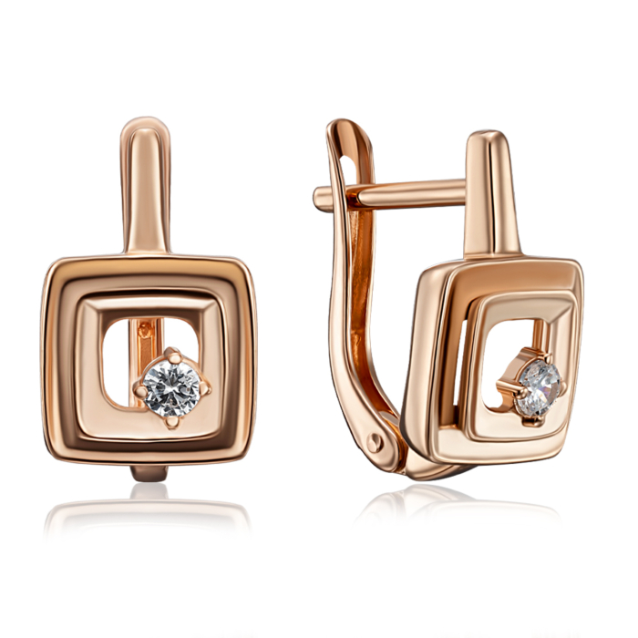 Золоті сережки з фіанітом. Артикул 23059/01/0/52