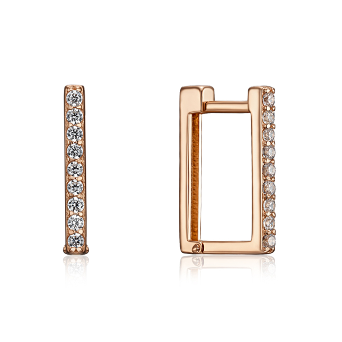 Золотые серьги с фианитами. Артикул 23063/01/0/3