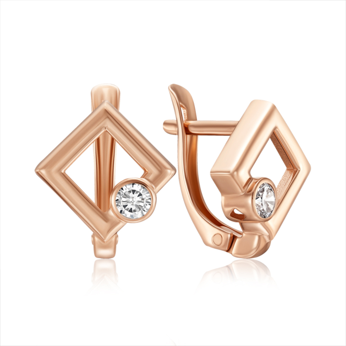 Золотые серьги с фианитом. Артикул 23069/01/0/171