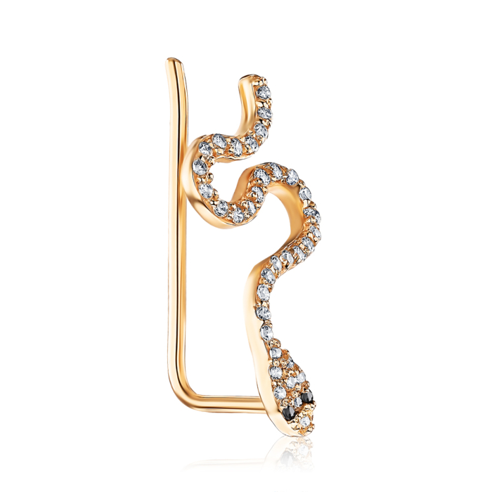 Золота сережка-кафа з фіанітами. Артикул 23074/01/0/7