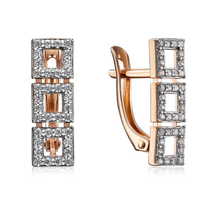 Золоті сережки з фіанітами. Артикул 23078/01/1/1