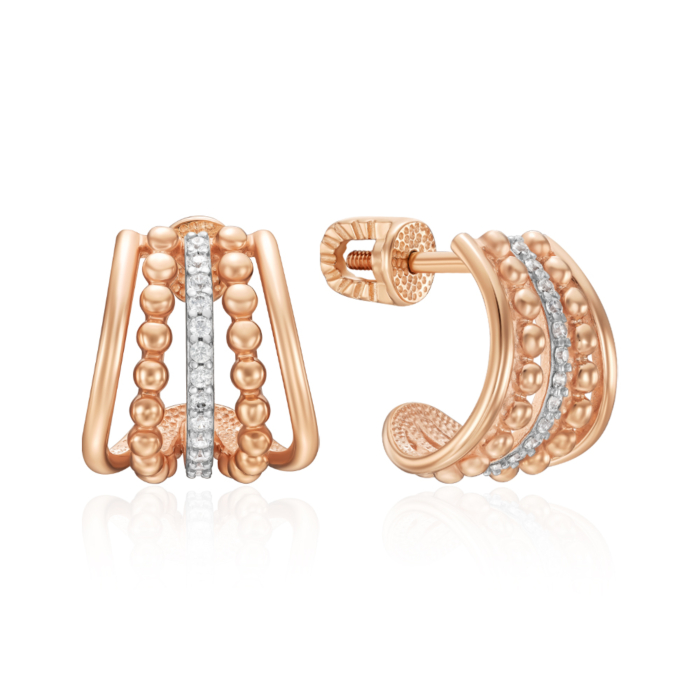 Золоті сережки з фіанітами. Артикул 23083/01/1/1