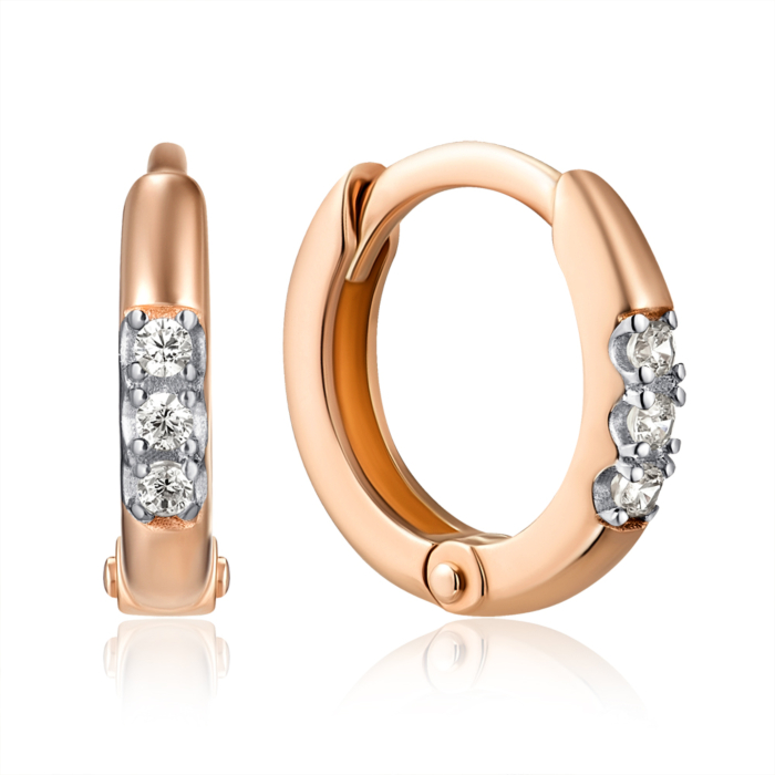 Золоті сережки з фіанітами. Артикул 23085/01/1/13