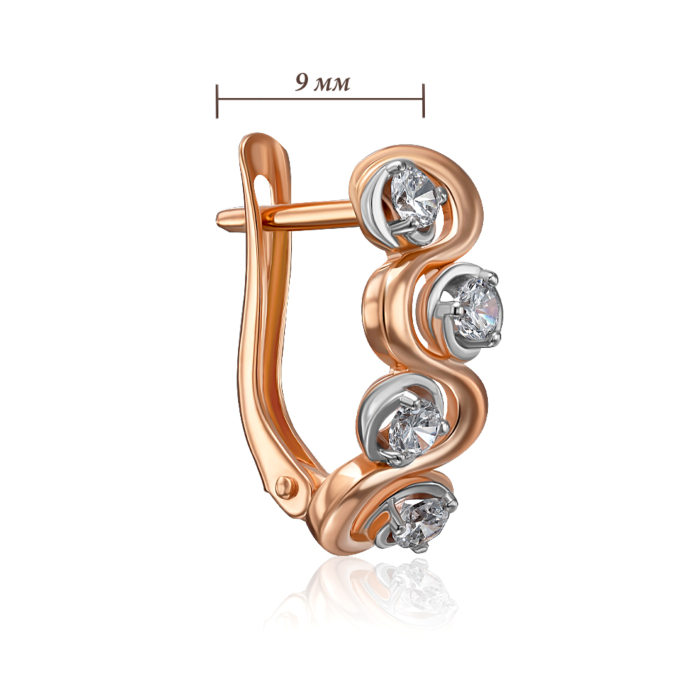 Золоті сережки з фіанітами. Артикул 23091/01/1/52