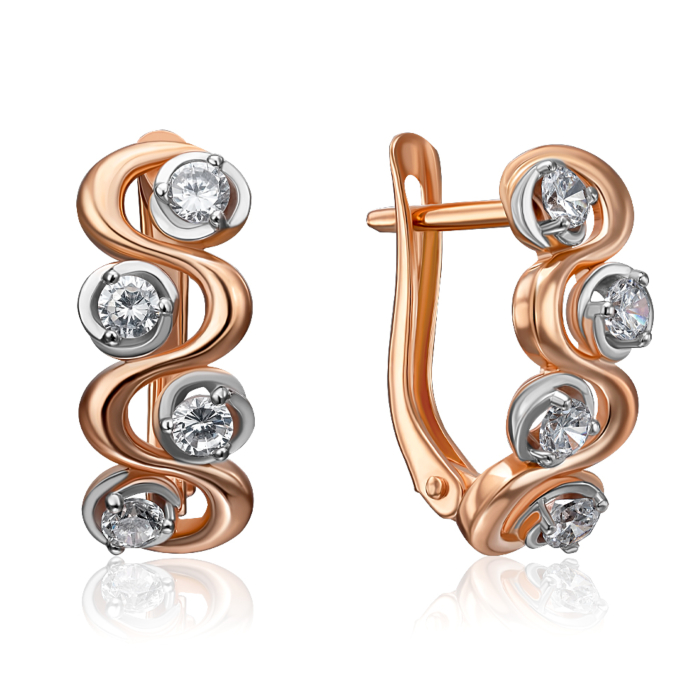 Золоті сережки з фіанітами. Артикул 23091/01/1/52