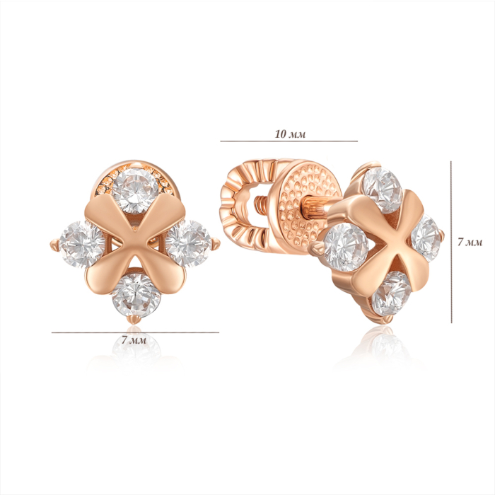 Золотые серьги с фианитами. Артикул 23092/01/0/17