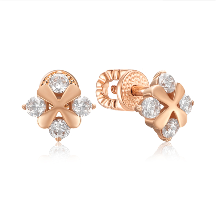 Золотые серьги с фианитами. Артикул 23092/01/0/17