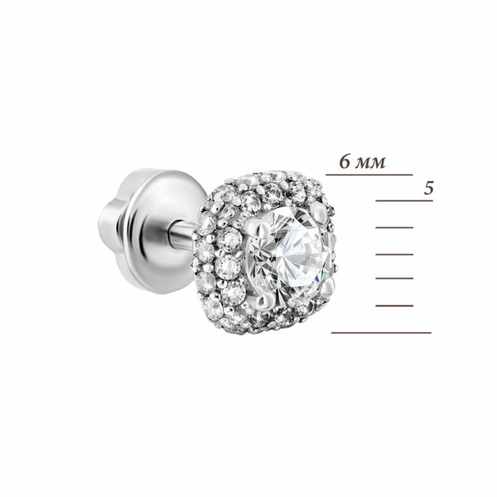 Срібні сережки-пусети з фіанітами. Артикул UG52310/1р-CZ