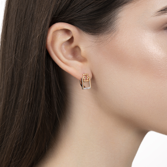 Золоті сережки з фіанітами. Артикул 23104/01/1/13