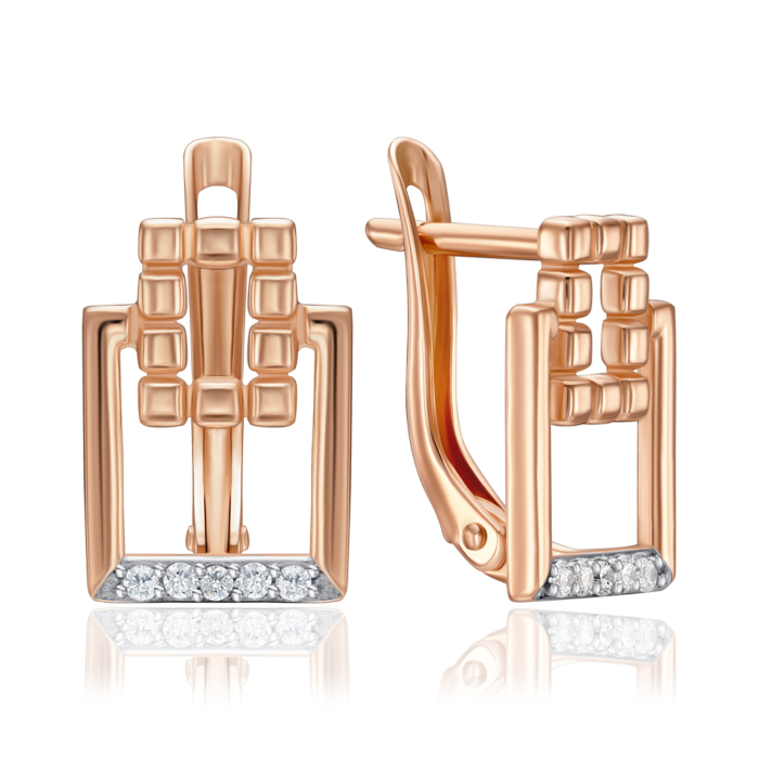 Золоті сережки з фіанітами. Артикул 23104/01/1/13