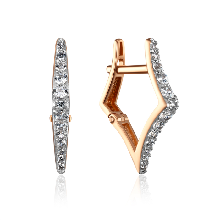 Золотые серьги с фианитами. Артикул 23113/01/1/150