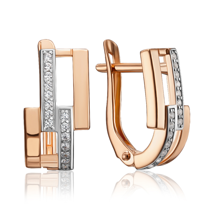 Золоті сережки з фіанітами. Артикул 23118/01/1/1