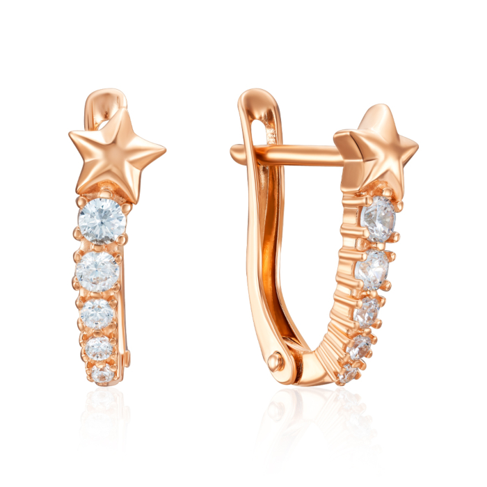 Золоті сережки з фіанітами. Артикул 23123/01/0/4814